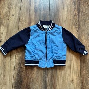 Koala Kids Light Blue Jacket with Navy Striped Collar